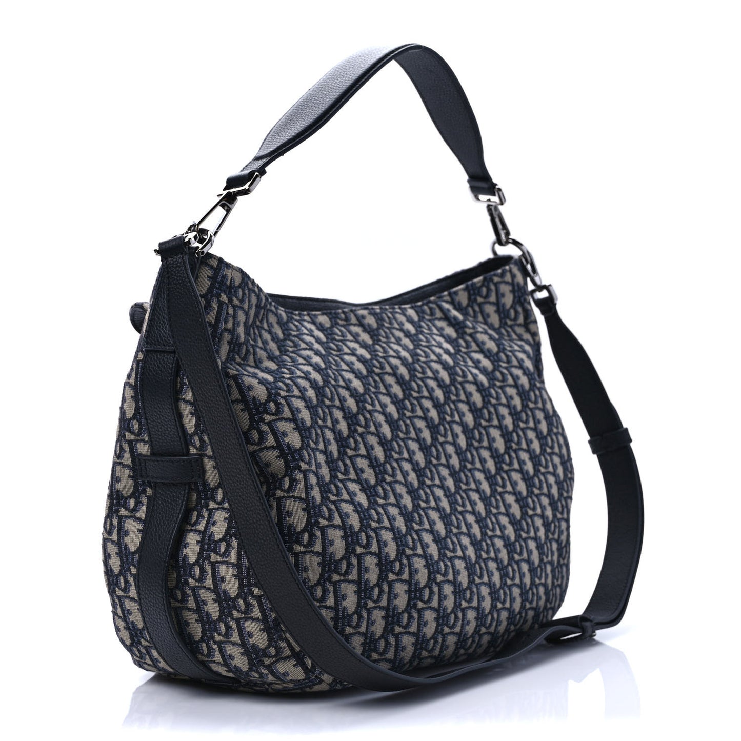 Oblique Soft Saddle Bag Beige Blue