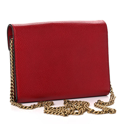 Gucci Calfskin GG Marmont Chain Wallet Vulcanic Red 3 of 13