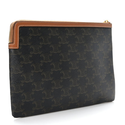 Celine Triomphe Canvas Lambskin Small Pouch Tan 3 of 7