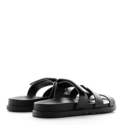 Hermes Calfskin Womens Chypre Sandals 38 Black 4 of 9