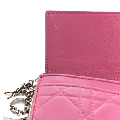 Christian Dior Lambskin Cannage Lady Dior Rendezvous Wallet On Chain Fuchsia 11 of 17