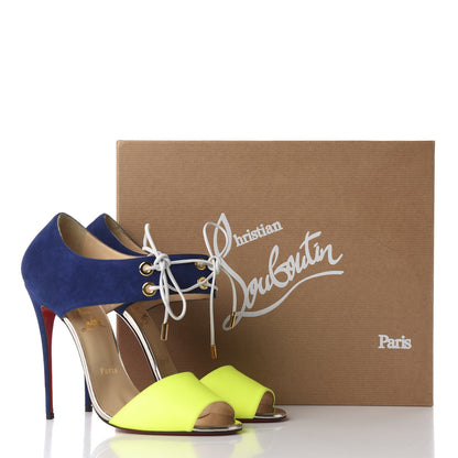Christian Louboutin Fluo Matt Suede Kid Specchio Mayerling 100 Sandals 40.5 Version Jaune 11 of 11