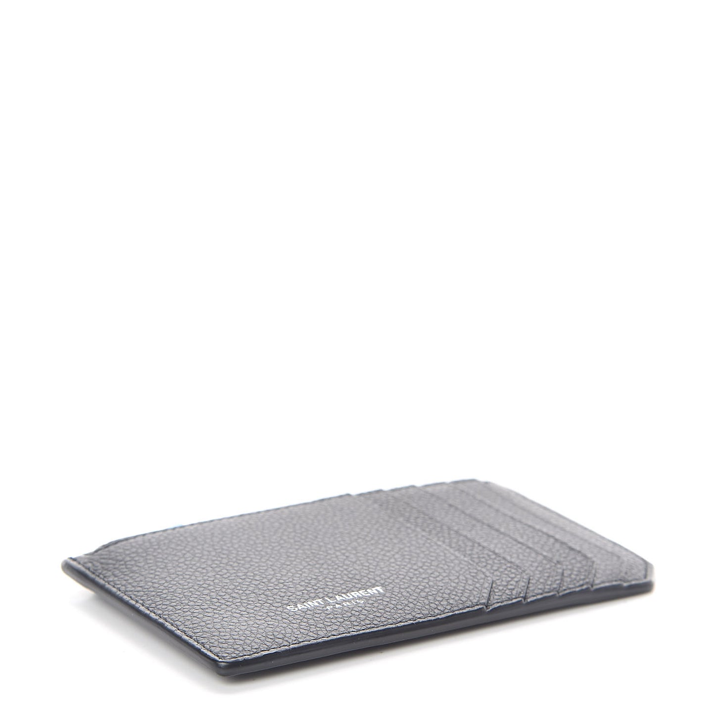 Grained Calfskin 5 Fragments Zip Pouch Card Holder Black