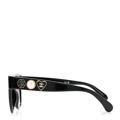Chanel Acetate Charms Pearl Square Sunglasses 5477 Black 3 of 8