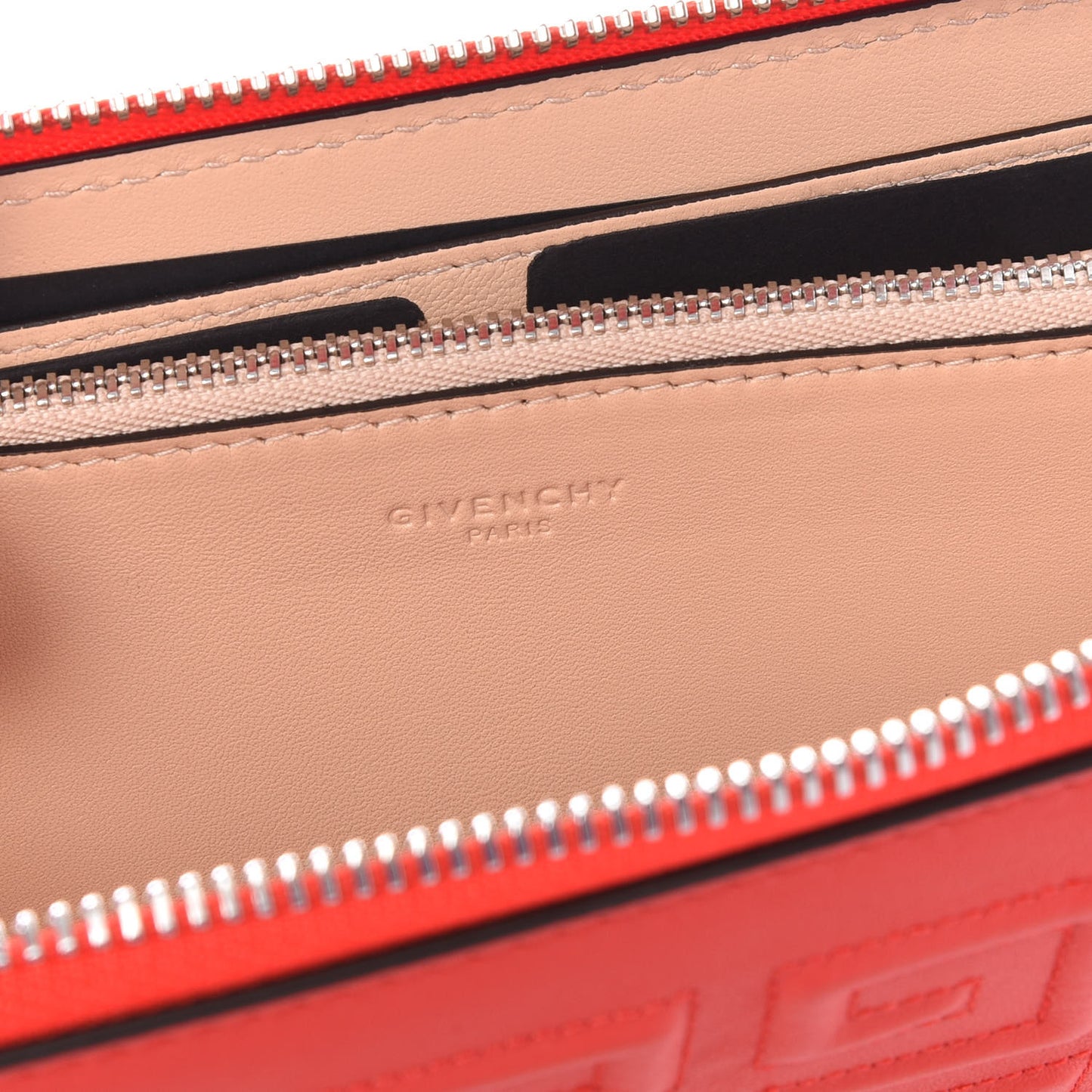 Lambskin Logo Zip Around Wallet Red