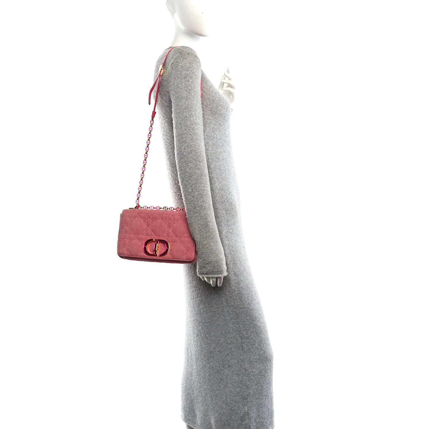 Denim Macrocannage Medium Caro Bag Fuchsia Multicolor