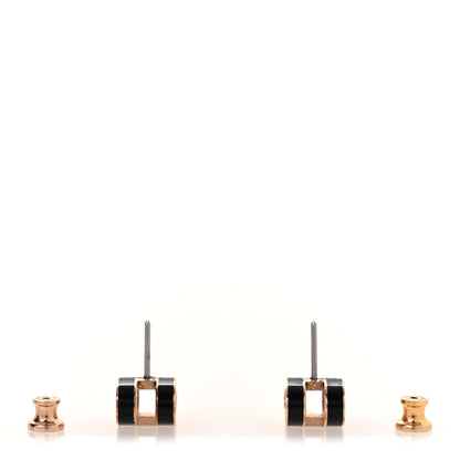 Hermes Rose Gold Lacquered Mini Pop H Earrings Black 3 of 5