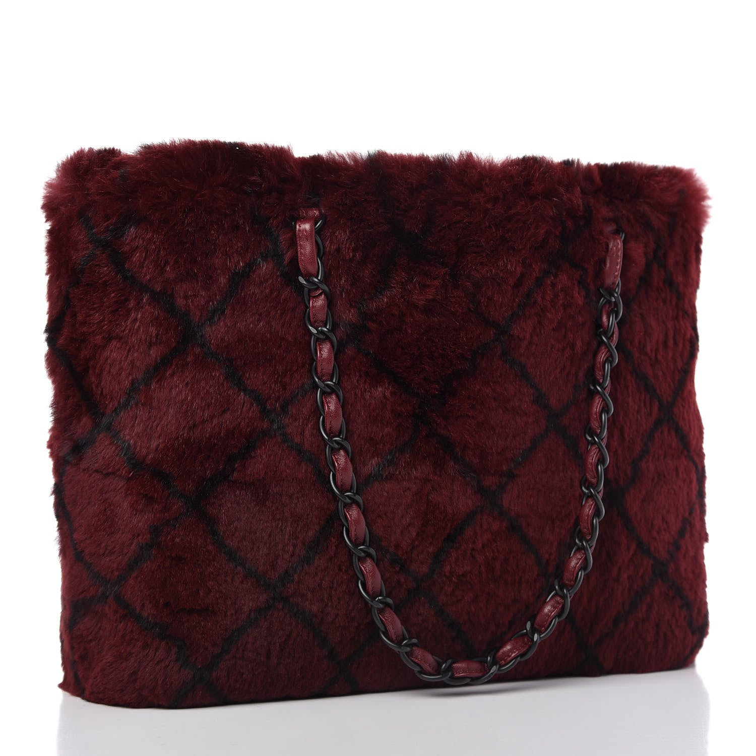 Chanel Lapin Fur Quilt Pattern Tote Red 3 of 11