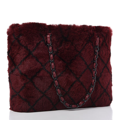 Chanel Lapin Fur Quilt Pattern Tote Red 3 of 11