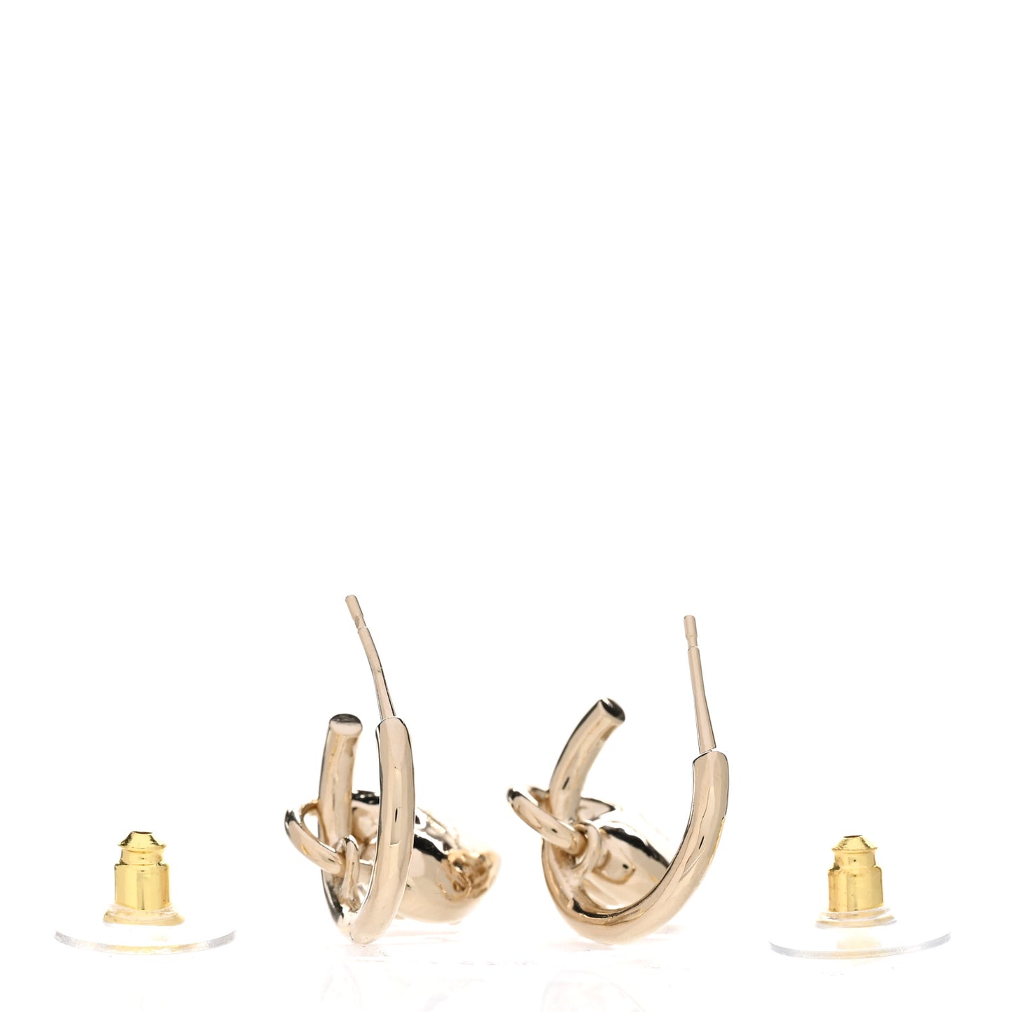 Metal CC Heart Turnlock Drop Earrings Gold