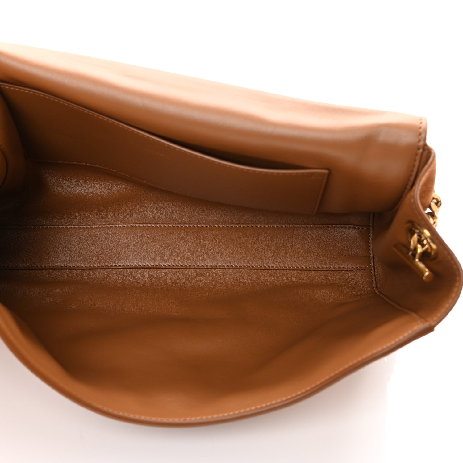 Saint Laurent Smooth Calfskin Suede Medium Reversible Monogram Kate Satchel Light Ochre 8 of 21