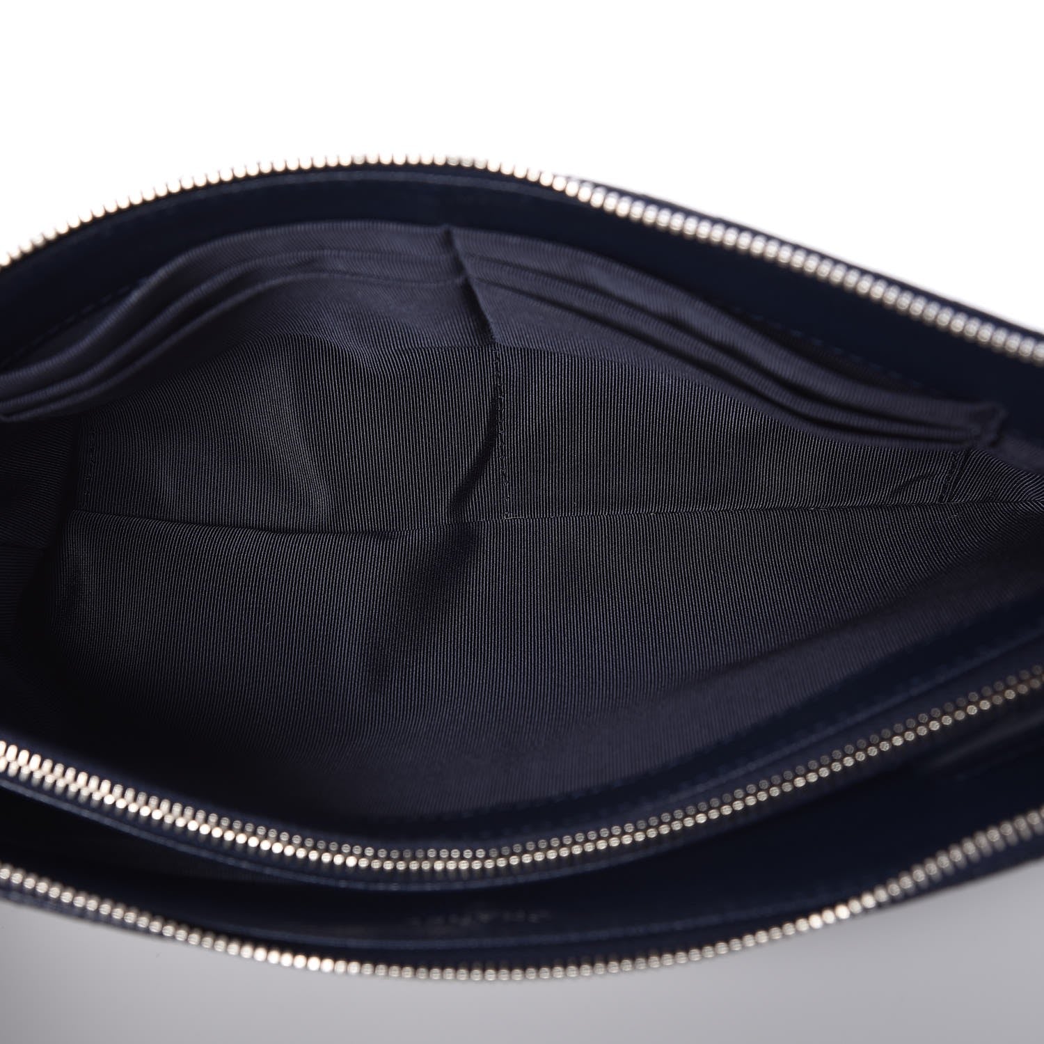 Chanel Caviar Chevron Quilted Large Zipped Clutch Navy 6 of 10