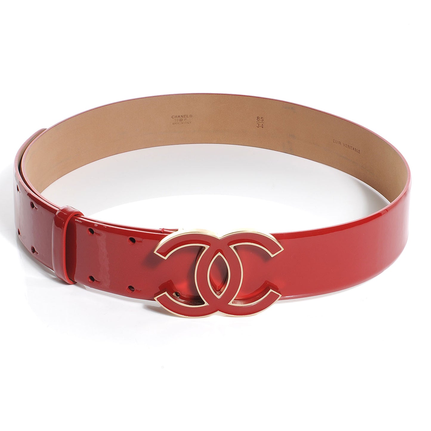 Patent Leather CC Logo Belt 85 34 Red
