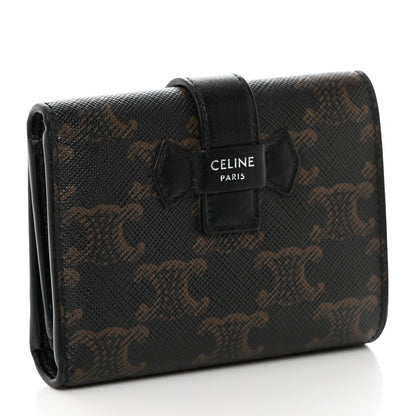 Celine Canvas Triomphe Medium Strap Wallet Black 3 of 7