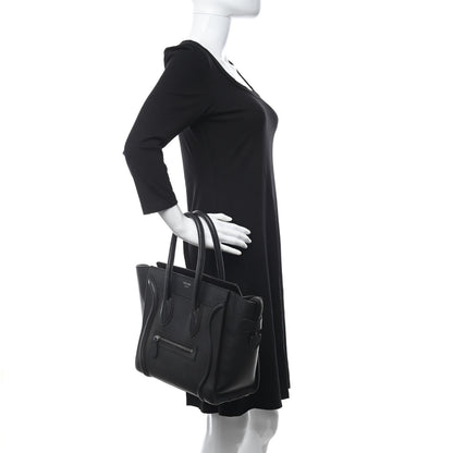 Celine Drummed Calfskin Micro Luggage Black 2 of 9