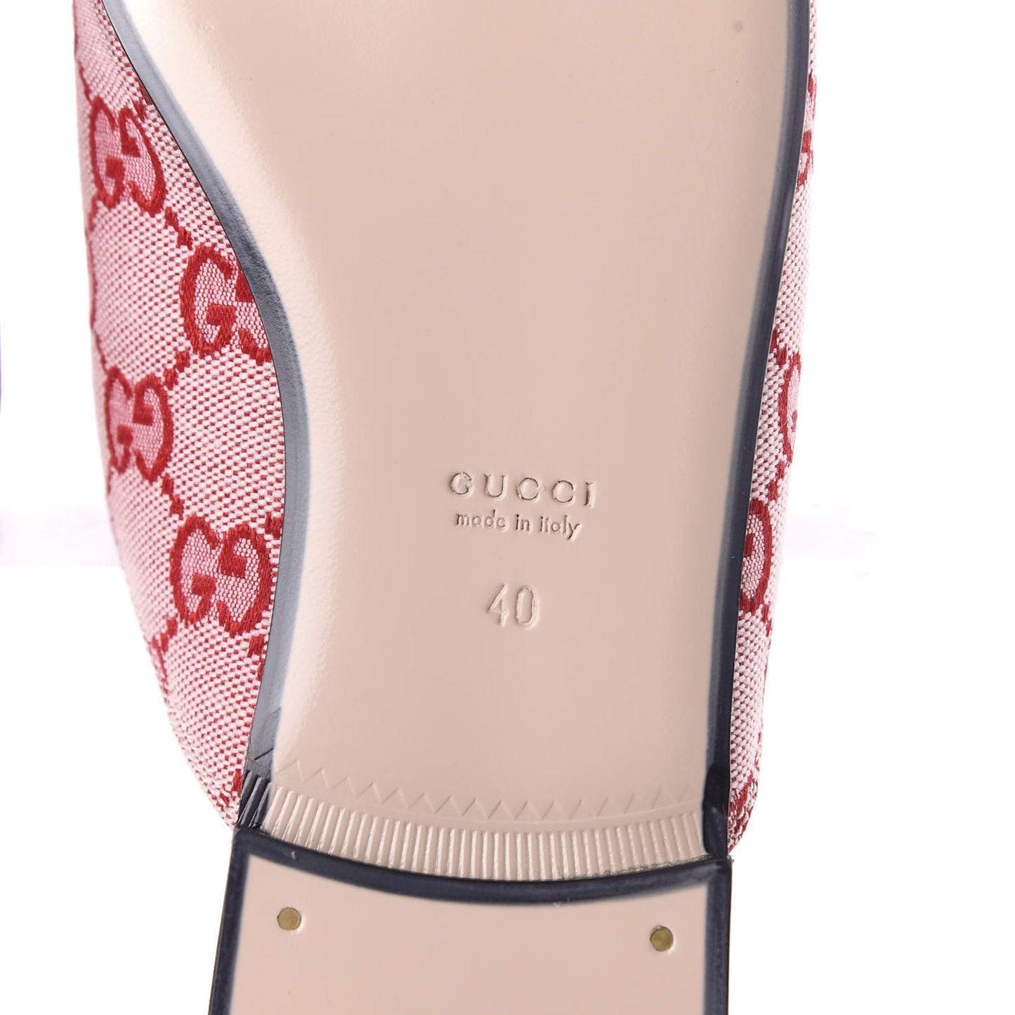 Canvas GG Monogram Horsebit Womens Princetown Slippers 40 Gardenia Hibiscus Red