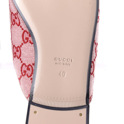 Gucci Canvas GG Monogram Horsebit Womens Princetown Slippers 40 Gardenia Hibiscus Red 6 of 10