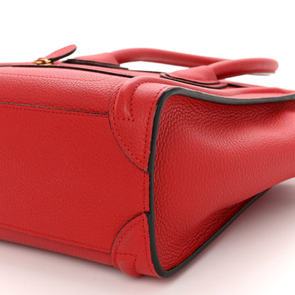 Celine Drummed Calfskin Nano Luggage Coquelicot 9 of 12