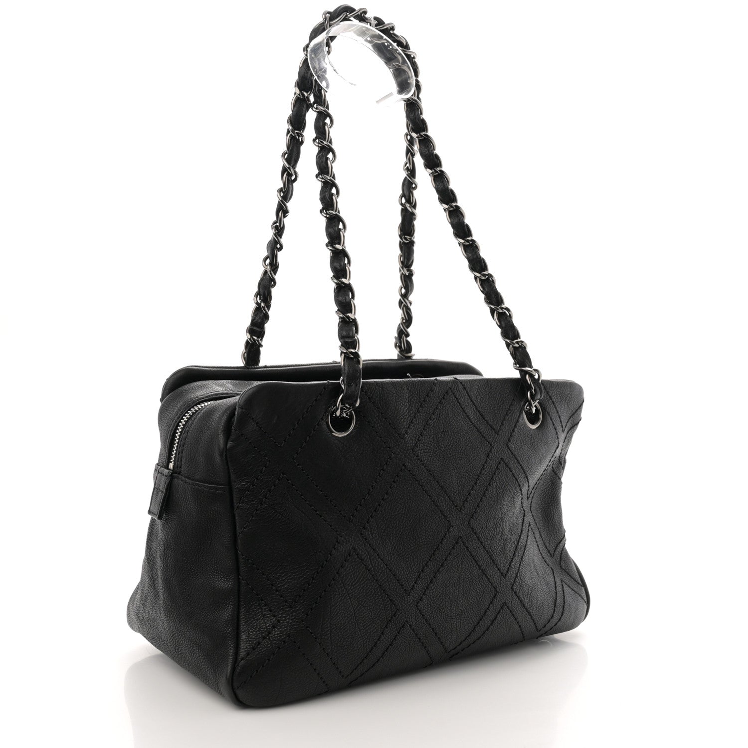 Chanel Calfskin Small Diamond Stitch Tote Black 3 of 10