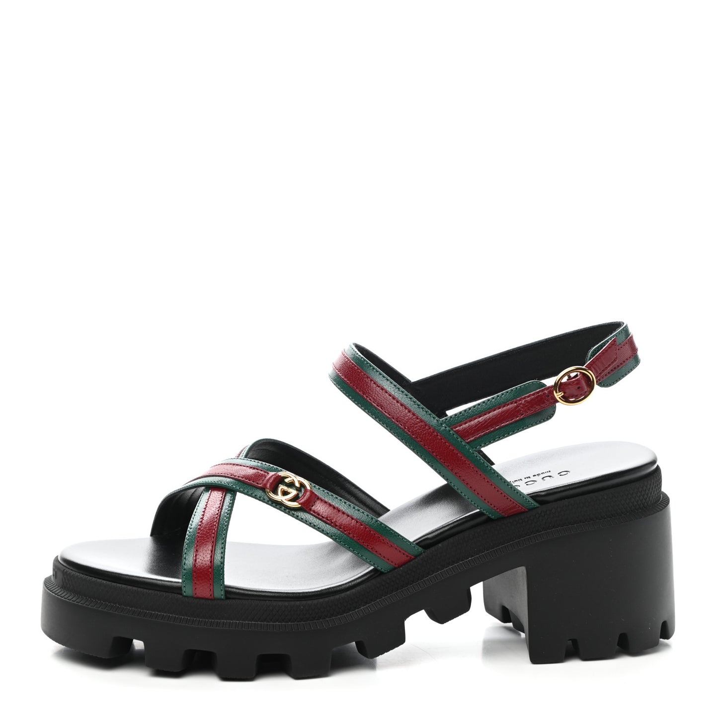 Nappa Platform Lug Sole Sandals 38 Black