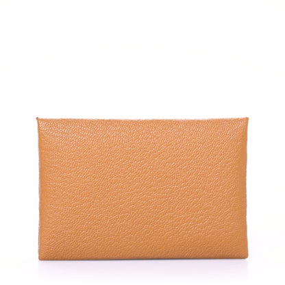 Hermes Chevre Mysore Verso Calvi Card Case Caramel Mauve Sylvestre 1 of 8