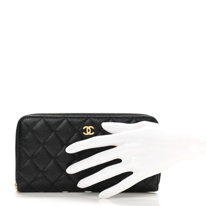 Chanel Caviar Quilted Large Gusset Zip Around Wallet Black 2 of 9