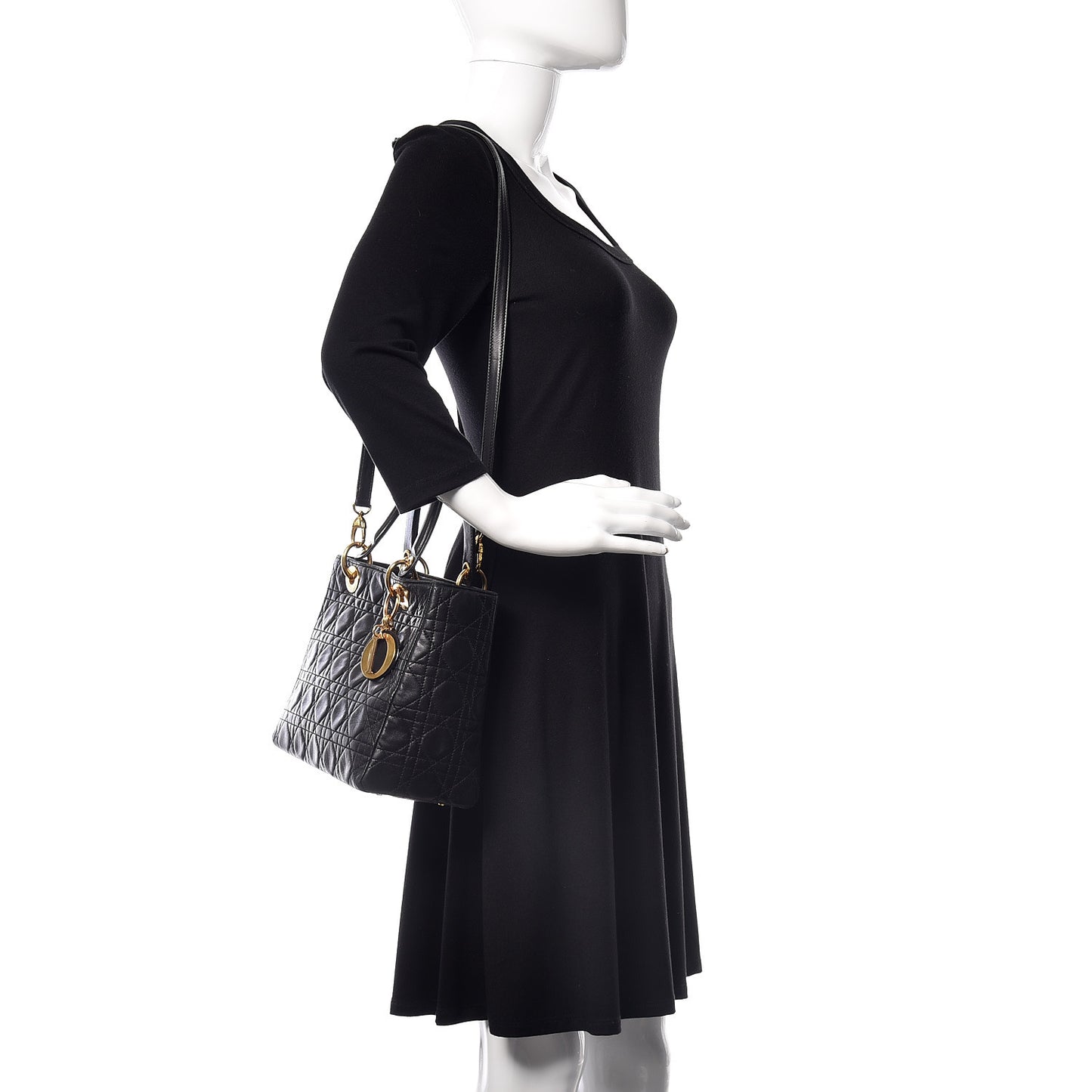 Lambskin Cannage Medium Lady Dior Black