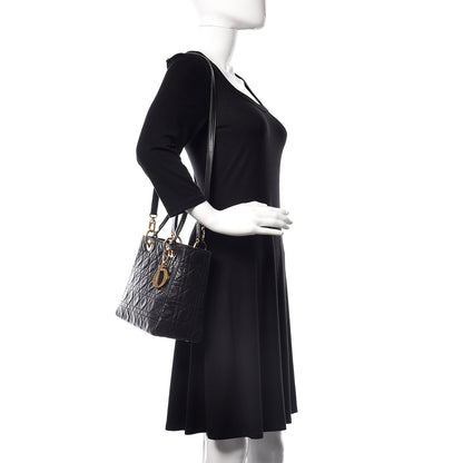 Christian Dior Lambskin Cannage Medium Lady Dior Black 2 of 17