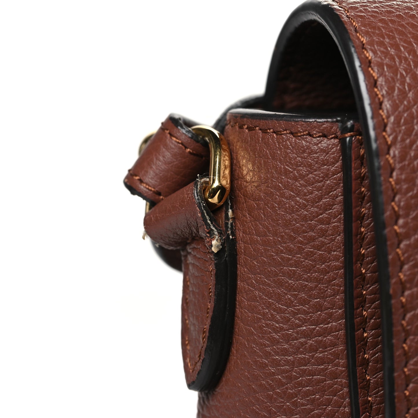 Grainy Calfskin Vintage Check Note Crossbody Bag Malt Brown