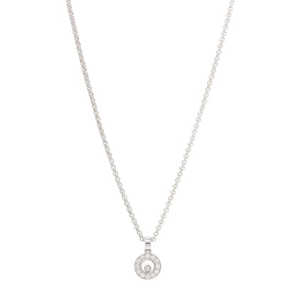Chopard 18K White Gold Happy Diamond Halo Pendant Necklace 1 of 6