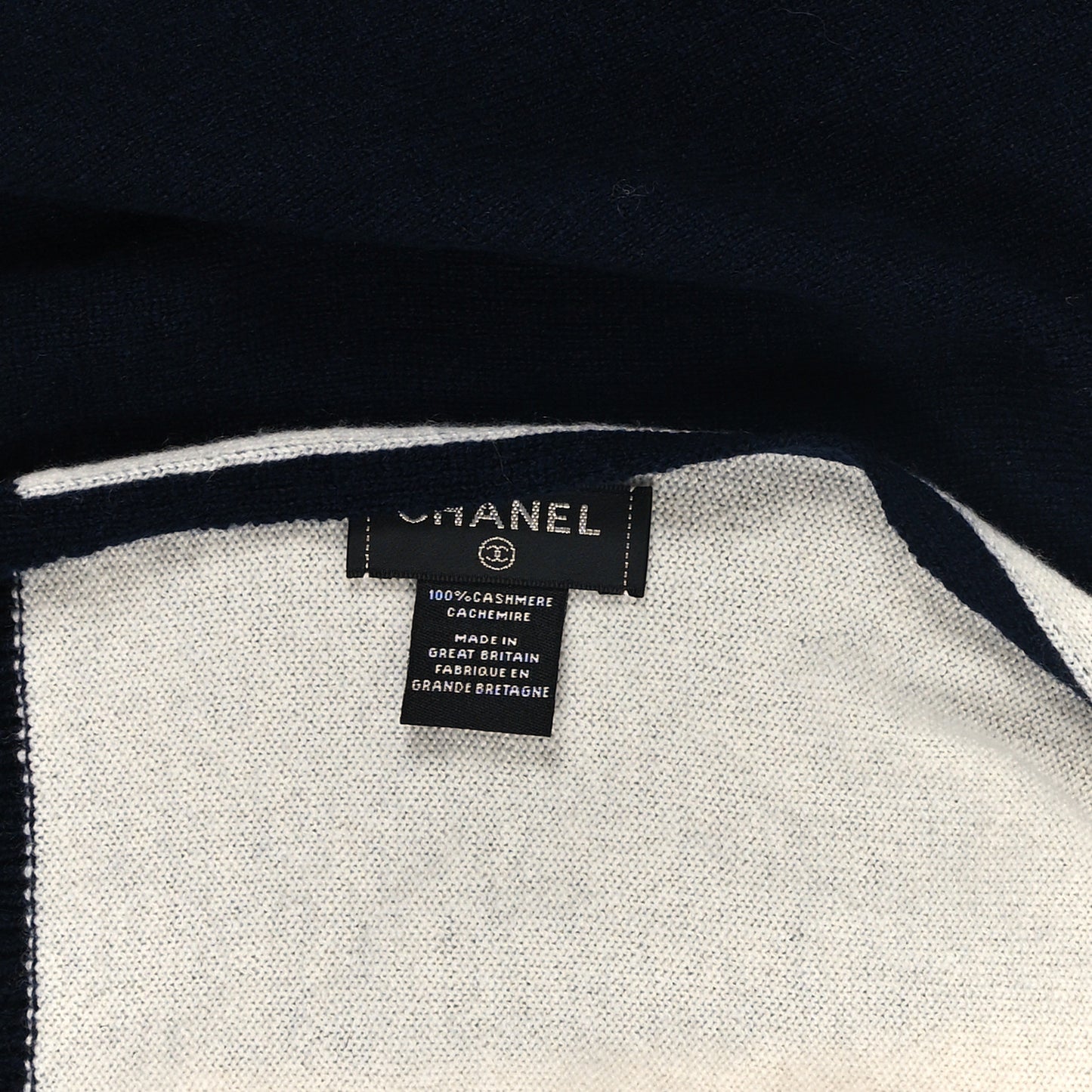 Cashmere CC Stole Navy Ivory