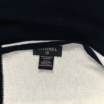 Chanel Cashmere CC Stole Navy Ivory 3 of 3