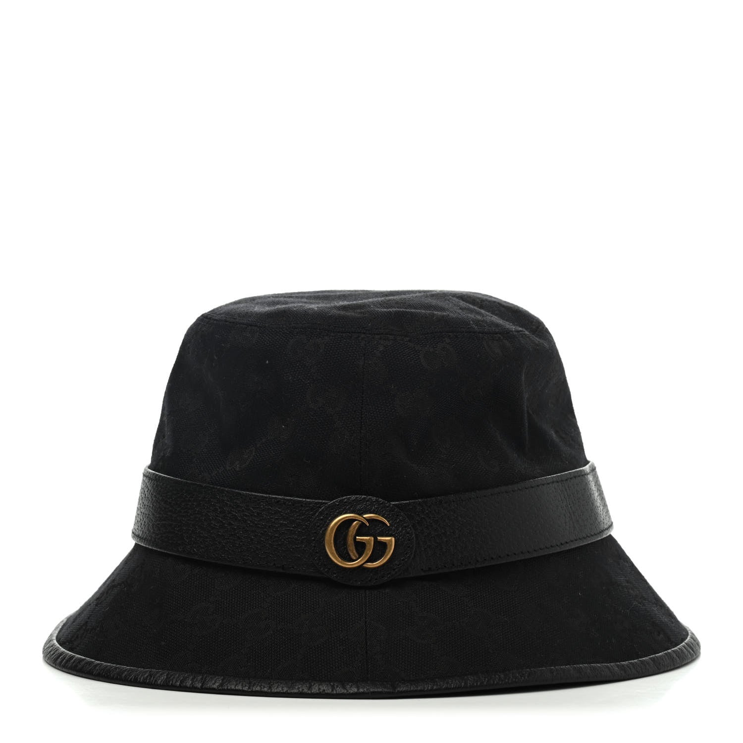Gucci Monogram Textured Dollar Calfskin GG Jago Bucket Hat L Black 1 of 4