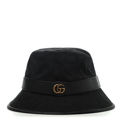 Gucci Monogram Textured Dollar Calfskin GG Jago Bucket Hat L Black 1 of 4