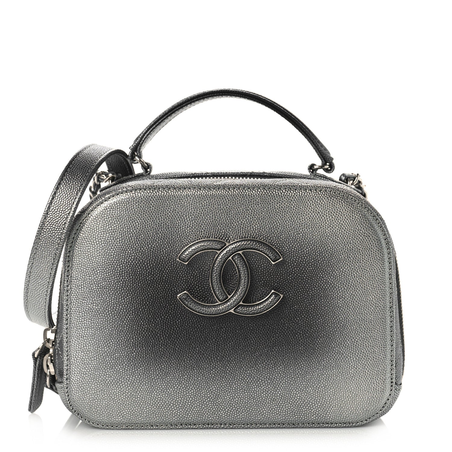 Chanel Metallic Caviar Small Coco Curve Vanity Bag Navy Blue Silver 1 of 9