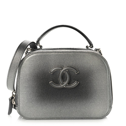 Chanel Metallic Caviar Small Coco Curve Vanity Bag Navy Blue Silver 1 of 9