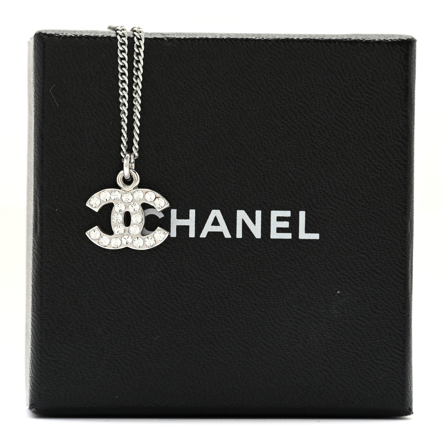 Chanel Crystal Timeless CC Necklace Silver 7 of 7