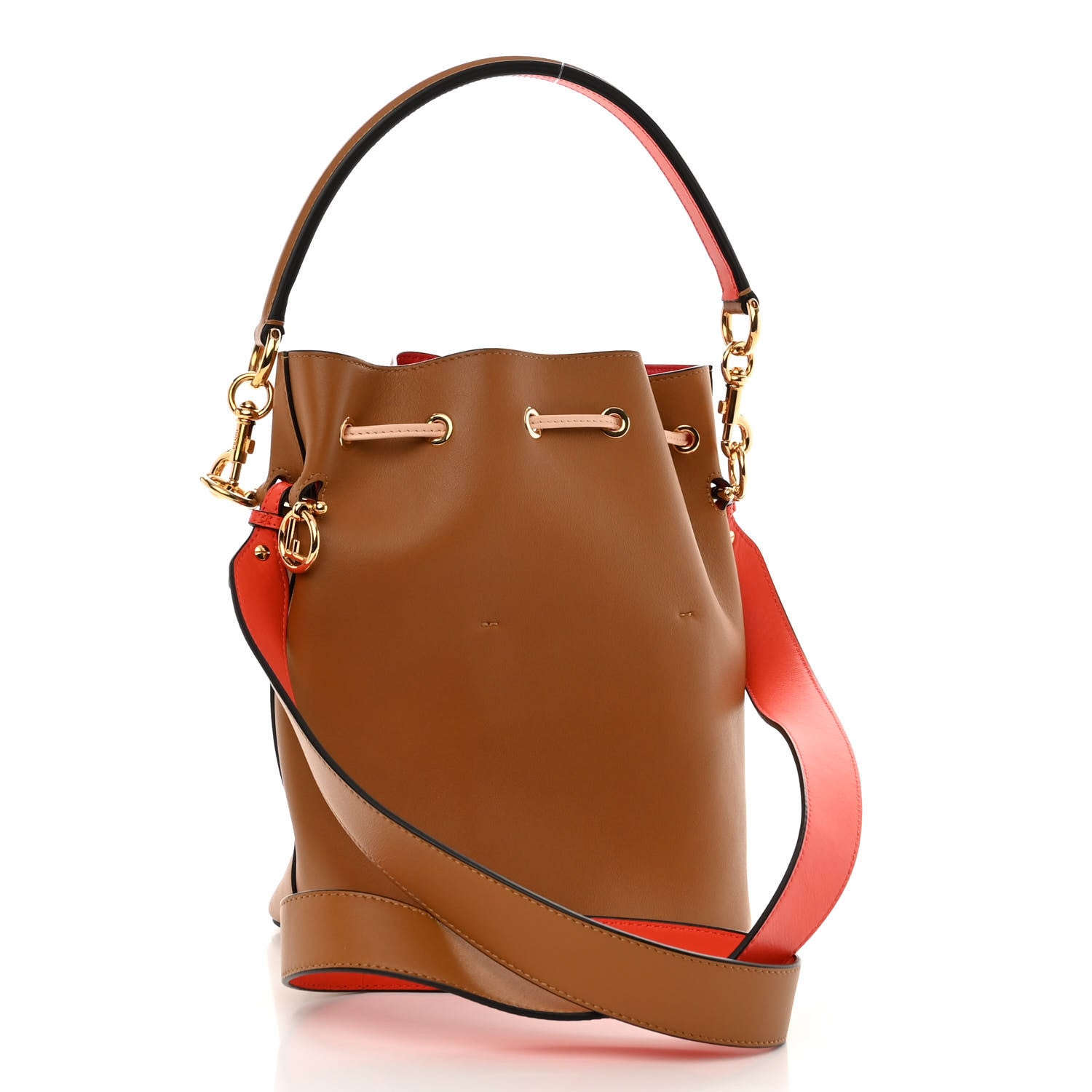 Fendi Vitello Grace F is Fendi Stamp Patch Perforated Small Mon Tresor Bucket Bag Nocciola 3 of 9