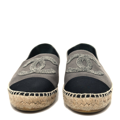 Chanel Canvas Grosgrain CC Espadrilles 40 Grey 2 of 9