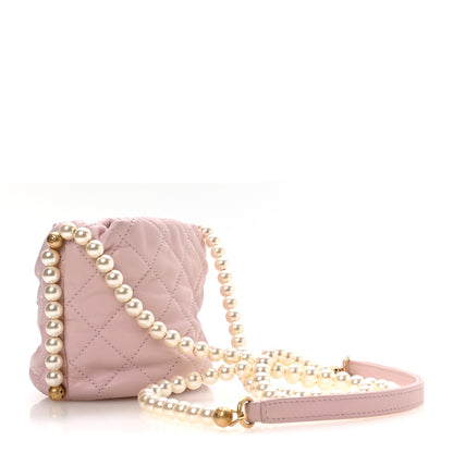 Chanel Calfskin Quilted Pearl Mini About Pearls Drawstring Bucket Light Pink 3 of 10