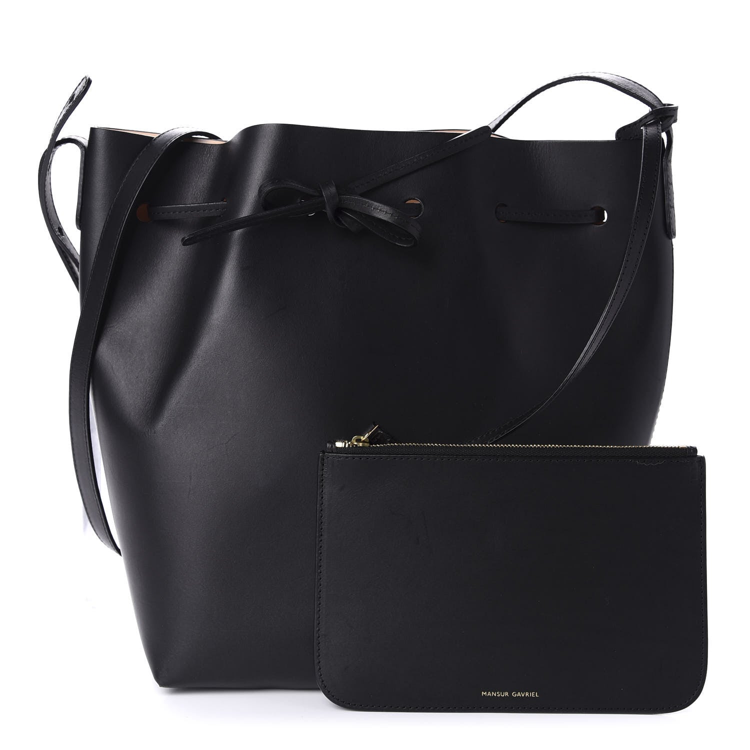 Mansur Gavriel Saffiano Bucket Bag Black Ballerina 1 of 11