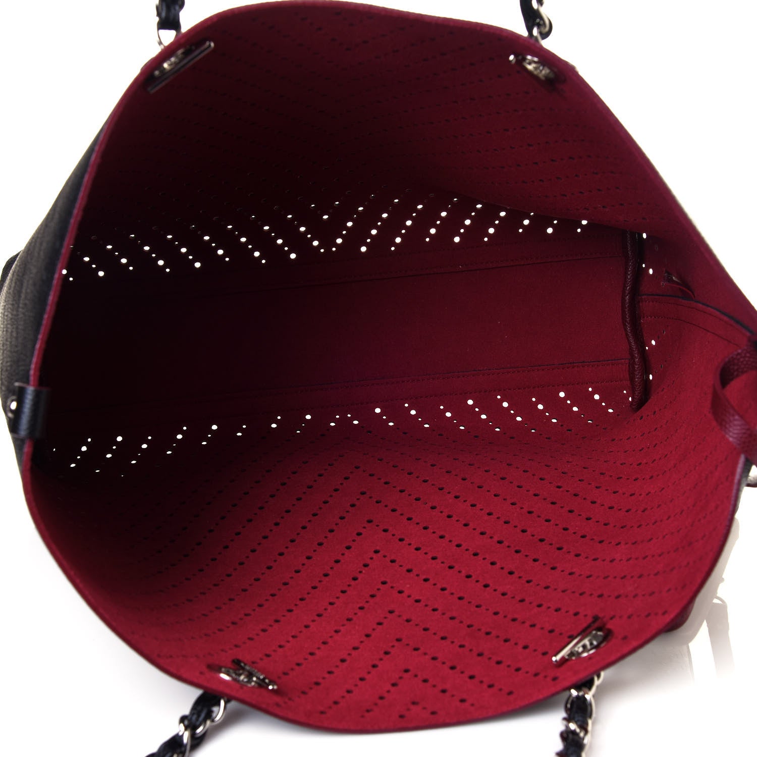 Chanel Perforated Grained Calfskin Large Shopping Tote Black 6 of 13