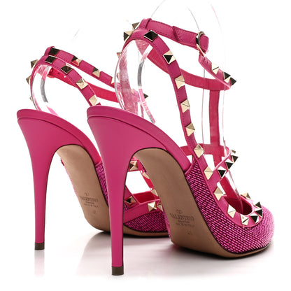 Valentino Garavani Nappa Beaded Embroidered Rockstud Ankle Strap 100mm Pumps 41 Pink 5 of 10