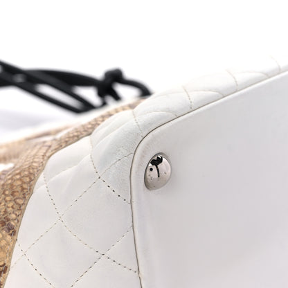 Chanel Calfskin Python Quilted Large Cambon Tote White 7 of 22