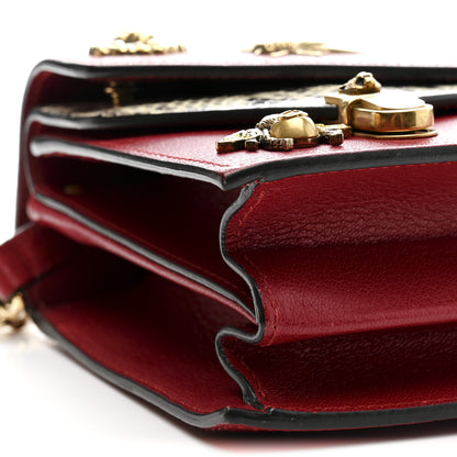 Gucci Calfskin Snakeskin Studded Small Ottilia Top Handle Bag Hibiscus Red 10 of 16