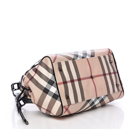 Burberry Patent Nova Check Small Bilmore Tote Black 4 of 13