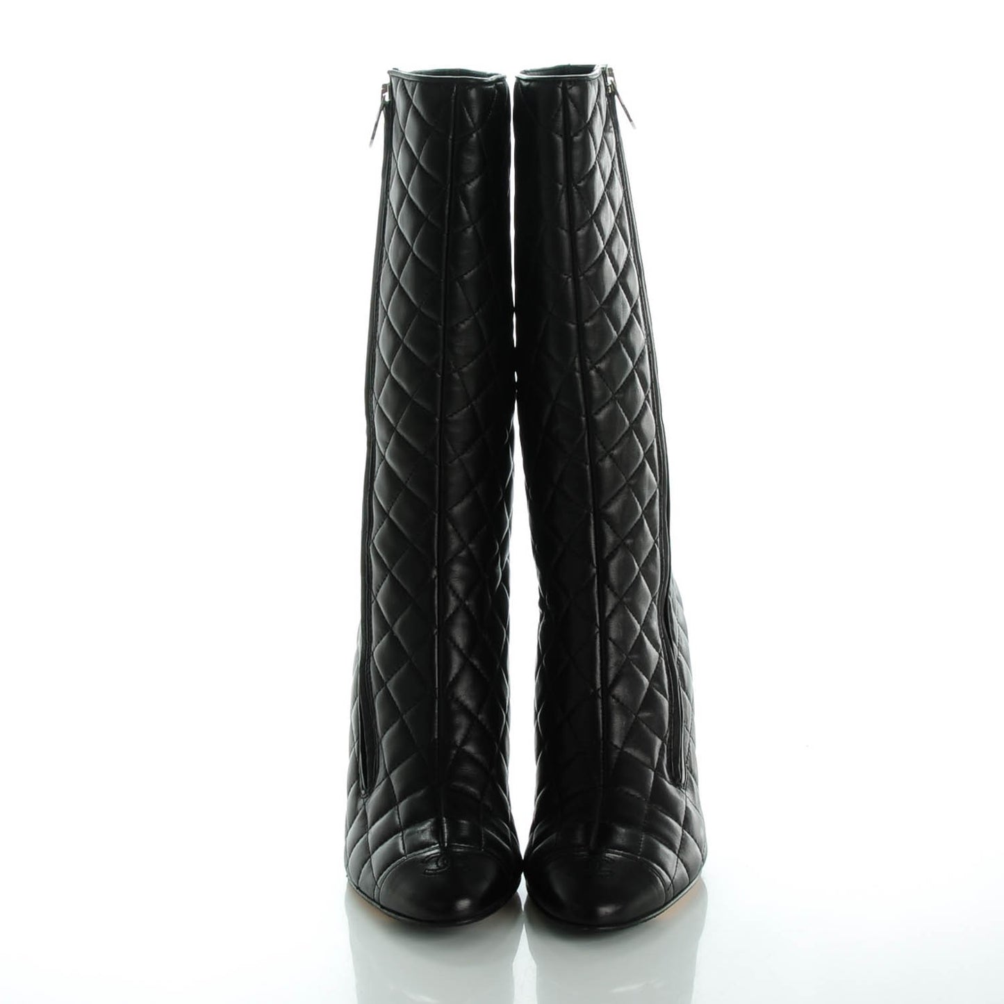 Lambskin Quilted CC Cap Toe Boots 39 Black