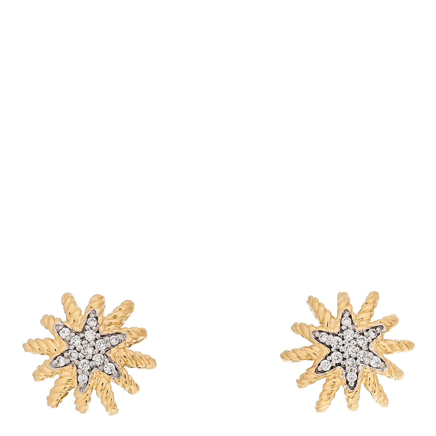 18K Yellow Gold Diamond 10mm Starburst Earrings