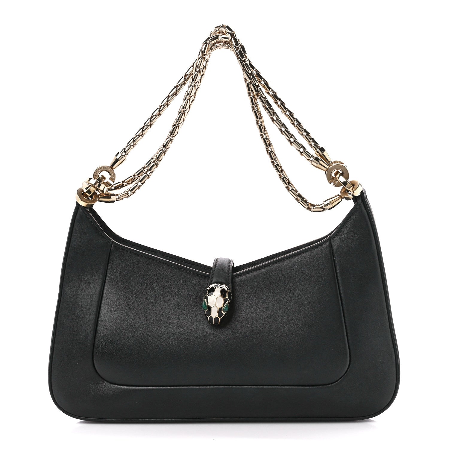 Bulgari Calfskin Serpenti Baia Shoulder Bag Black 1 of 15