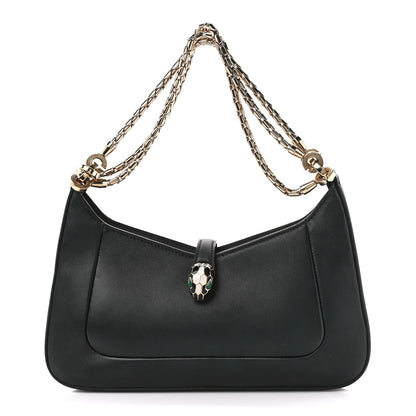 Bulgari Calfskin Serpenti Baia Shoulder Bag Black 1 of 15